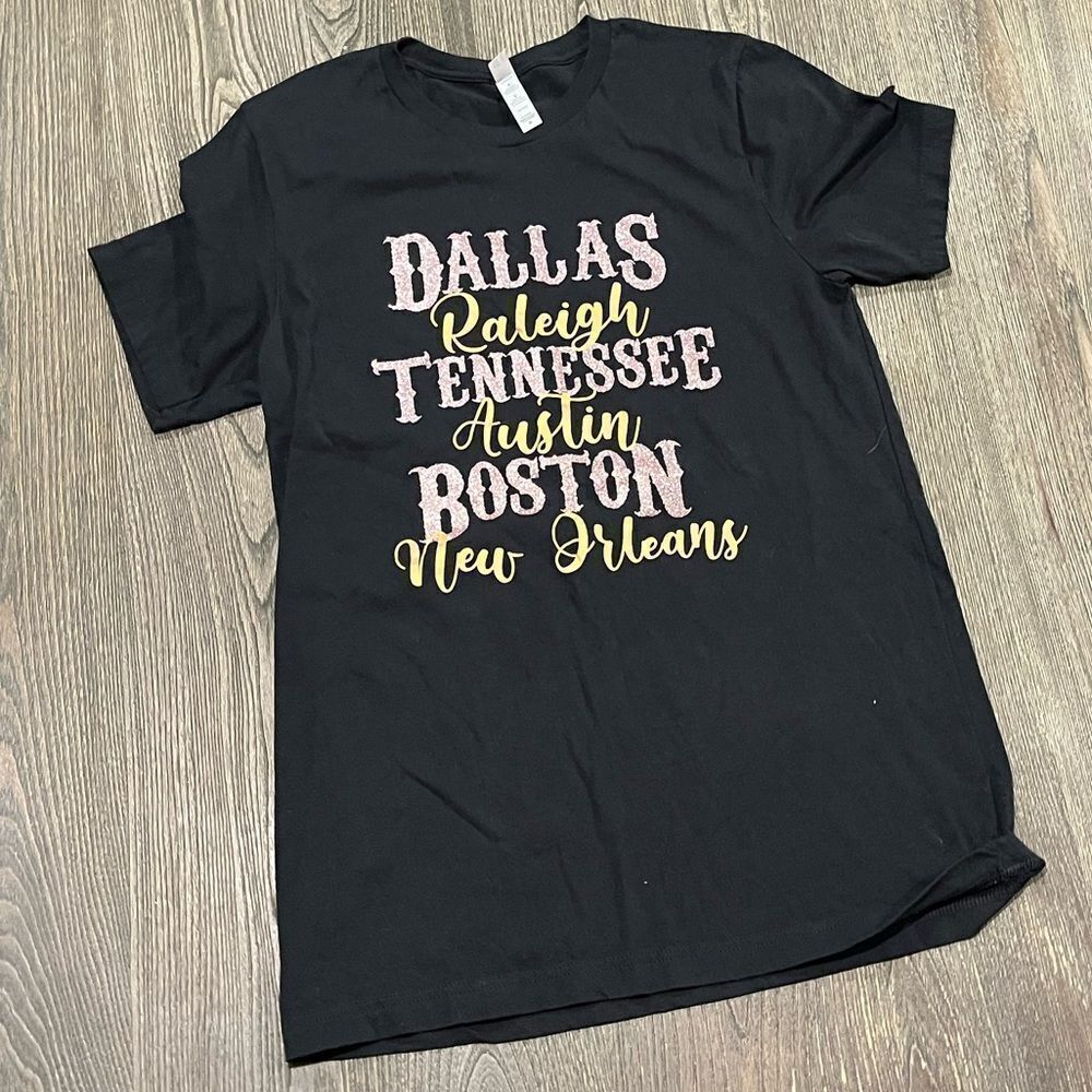 Bella Canvas Country Star Trey Lewis Song Lyrics T-Shirt Crewneck Black Size M